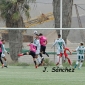 Salvi Blzquez cabecea el tanto que vali el empate al Ciudad de Lucena ante el Crdoba B. Foto: J. Snchez